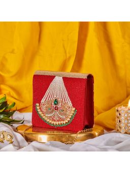 The Purple Sack - Pasha Red Clutch with Detachable Chain