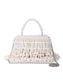 The Purple Sack - White Anaisha Clutch with Detachable Chain