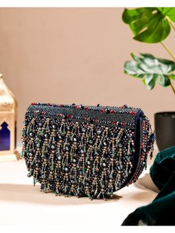 The Purple Sack - Dark Blue Zayena Clutch with Detachable Chain