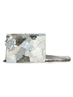 The Purple Sack - Silver Zing Clutch with Detachable Chain