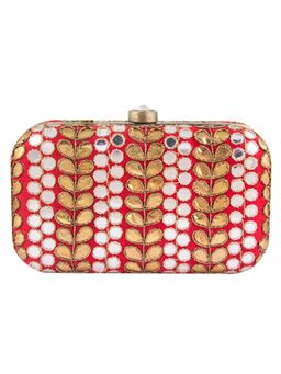 The Purple Sack - Gotapatti Red Clutch with Detachable Chain