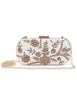The Purple Sack - Dazzling White Clutch with Detachable Chain