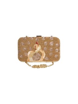 The Purple Sack - Beaded Peacock Clutch with Detachable Chain