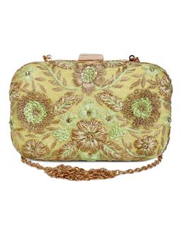 The Purple Sack - Mint Green Gota Clutch with Detachable Chain