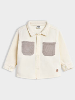 Mi Arcus - Solid Cream Patch Pocket Full Sleeve Collared Shirt