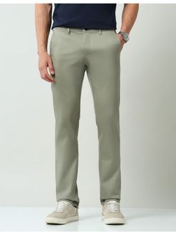 AD By Arvind - Solid Green Mid Rise Slim Fit Chinos