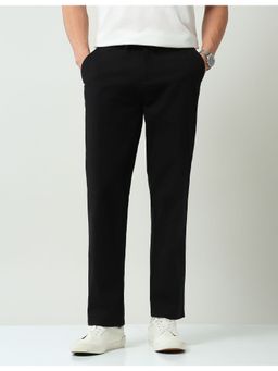 AD By Arvind - Solid Black Mid Rise Regular Fit Trouser