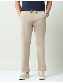 AD By Arvind - Solid Cream Mid Rise Regular Fit Trouser