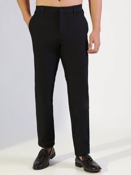 SHOWOFF - Men Navy Blue Slim Fit Formal Trouser