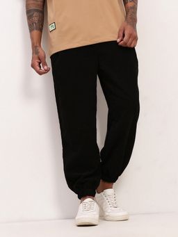 SHOWOFF - Men Black Relaxed Fit Corduroy Joggers