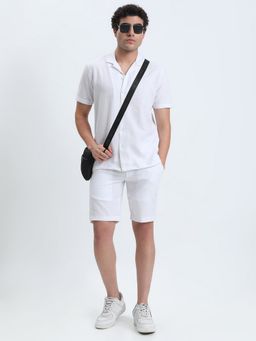 SHOWOFF - White Solid Relaxed Fit Co-Ord Set