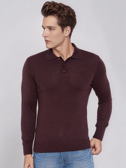 98 Degree North - Men Merino Wool Blend Wine Pullover Sweater