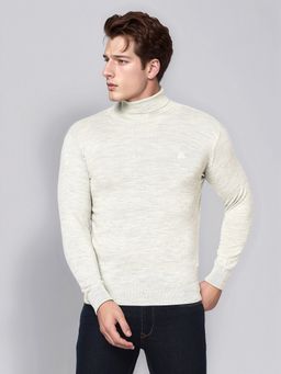 98 Degree North - Men Merino Wool Blend Turtle Neck Grey Pullover Sweater