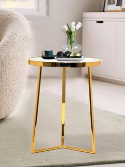 Metalsmith - Iron Coffee and Side Table with Marble Top For Living Room, Bedroom, Home and Office