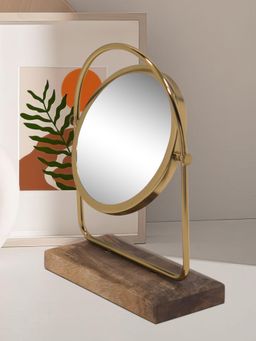 Metalsmith - Rotational Gold Vanity Mirror For Table Top, Makeup & Hand Mirror