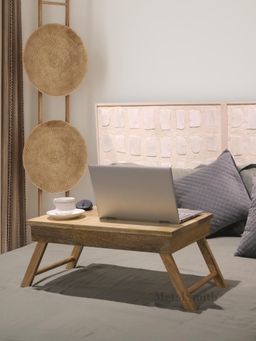 Metalsmith - Foldable Wooden Mini Laptop Table With Adjustable Height for Bed Beige