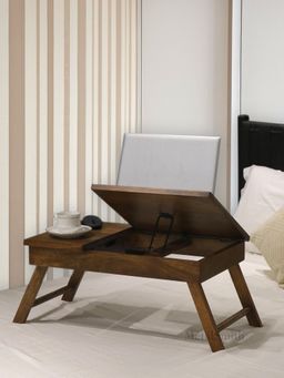 Metalsmith - Foldable Wooden Mini Laptop Table With Adjustable Height for Bed Brown