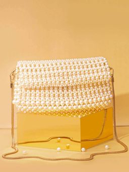 AMYRA - Viola Pearl Handbag - Off-White