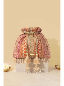 AMYRA - Naaz Potli Bag - Orange and Pink