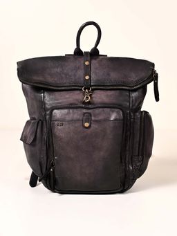 ART N VINTAGE - Leo Real Leather Black Washed Backpack