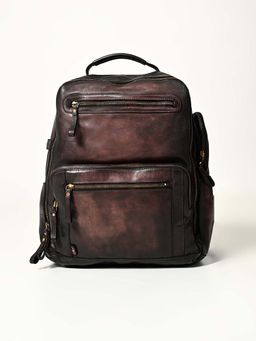 ART N VINTAGE - Slider Real Leather Brown Backpack