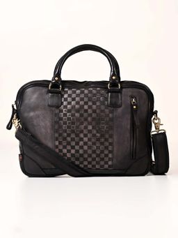 ART N VINTAGE - Slider Real Black Leather Laptop Bag