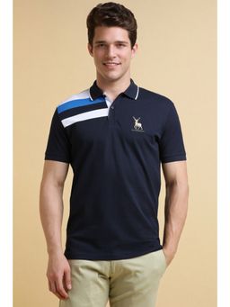 Allen Solly - Men Navy Blue Patterned Polo T-Shirt