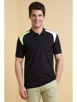 Allen Solly - Men Black Patterned Polo T-Shirt