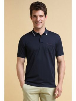 Allen Solly - Men Navy Blue Patterned Polo T-Shirt