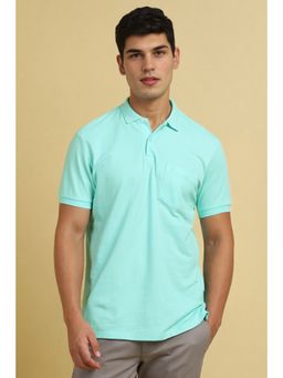 Allen Solly - Men Turquoise Solid Polo T-Shirt