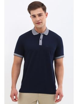 Allen Solly - Men Navy Blue Solid Polo T-Shirt