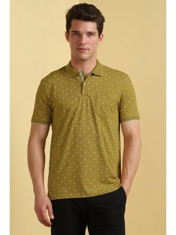Allen Solly - Men Olive Printed Polo T-Shirt