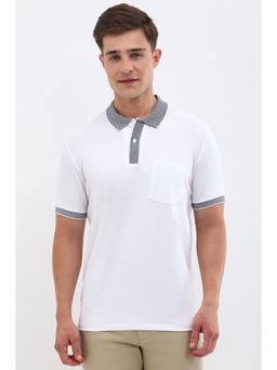 Allen Solly - Men White Solid Polo T-Shirt