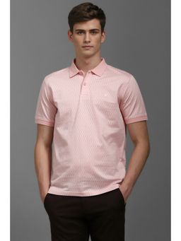 Louis Philippe - Men Pink Textured Polo T-Shirt