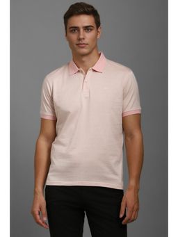 Louis Philippe - Men Pink Printed Polo T-Shirt