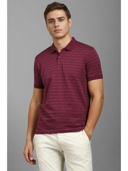 Louis Philippe - Men Wine Print Polo T-Shirt