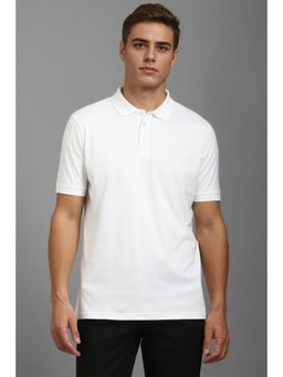 Louis Philippe - Men White Solid Polo Neck T-Shirt