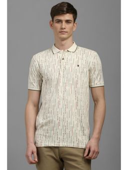 Louis Philippe - Men Cream Printed Polo T-Shirt
