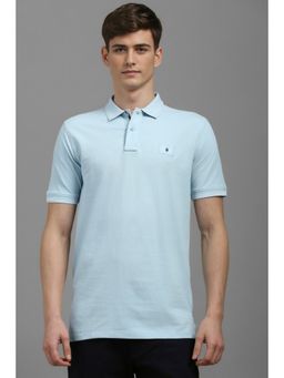 Louis Philippe - Men Turquoise Textured Polo T-Shirt