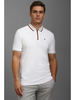 Louis Philippe - Men White Textured Polo T-Shirt