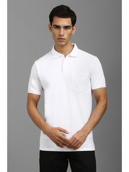 Louis Philippe - Men White Solid Polo Neck T-Shirt
