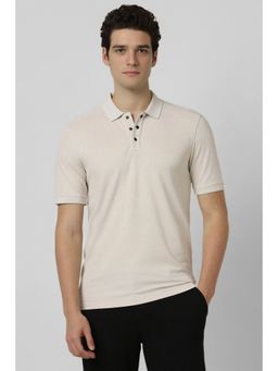 Peter England - Men Grey Solid Polo Neck T-Shirt