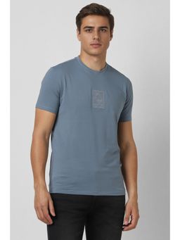 Van Heusen - Men Blue Solid Crew Neck T-Shirt