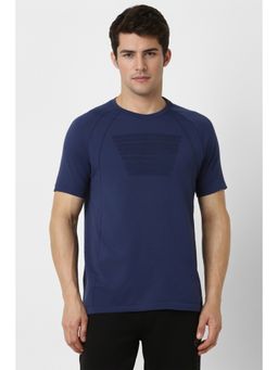 Van Heusen - Men Blue Printed Crew Neck T-Shirt
