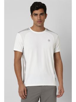 Van Heusen - Men White Patterned Crew Neck T-Shirt