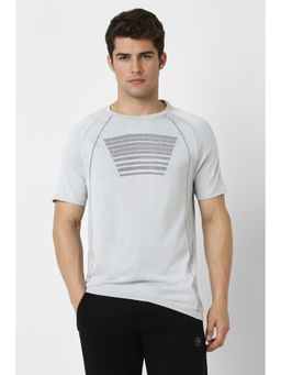 Van Heusen - Men Grey Patterned Crew Neck T-Shirt