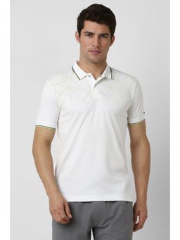 Van Heusen - Men White Solid Polo Neck T-Shirt