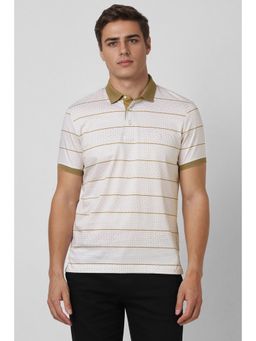 Van Heusen - Men White Printed Polo Neck T-Shirt