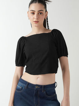 Bewakoof - Women's Black Beauty Slim Fit Corset Top