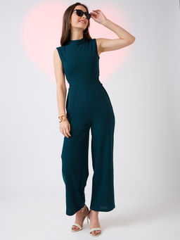 Globus - Women's Green Waist Cut Out Detail Party Jumpsuit